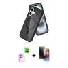 MARSİLYAN™- iPhone 16 Kılıf Nova Asil Prime - Siyah 3D Antistatik Mat Seramik Nano Ekran Koruyucu + Raze Metal Kamera Lens - PE