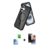 MARSİLYAN™- iPhone 16 Kılıf Nova Asil Prime - Siyah 3D Antistatik Mat Seramik Nano Ekran Koruyucu + Raze Metal Kamera Lens - LT