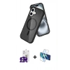 MARSİLYAN™- iPhone 16 Kılıf Nova Asil Prime - Siyah 3D Antistatik Seramik Nano Ekran Koruyucu + Bilvis Titan Kamera Lens - GS