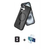 MARSİLYAN™- iPhone 16 Kılıf Nova Asil Prime - Siyah 3D Antistatik Seramik Nano Ekran Koruyucu + PVD Metal Kamera Lens - PE