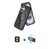 MARSİLYAN™- iPhone 16 Kılıf Nova Asil Prime - Siyah 3D Antistatik Seramik Nano Ekran Koruyucu + PVD Metal Kamera Lens - MI