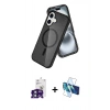 MARSİLYAN™- iPhone 16 Kılıf Nova Asil Prime - Siyah 3D Antistatik Seramik Nano Ekran Koruyucu + Yeşil Bilvis Titan Kamera Lens