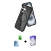 MARSİLYAN™- iPhone 16 Kılıf Nova Asil Prime - Siyah Bilvis 5in1 3D Magic Cam Ekran Koruyucu + Raze Metal Kamera Lens - LT