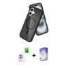 MARSİLYAN™- iPhone 16 Kılıf Nova Asil Prime - Siyah Bilvis 5in1 3D Magic Cam Ekran Koruyucu + Raze Metal Kamera Lens - PE