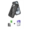 MARSİLYAN™- iPhone 16 Kılıf Nova Asil Prime - Siyah Bilvis 5in1 3D Magic Cam Ekran Koruyucu + Raze Metal Kamera Lens - SH