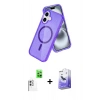 MARSİLYAN™- iPhone 16 Kılıf Nova Asil Prime - Siyah Bilvis 5in1 5D Magic Hayalet Cam Ekran Koruyucu + Beyaz Raze Metal Kamera Lens