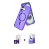 MARSİLYAN™- iPhone 16 Kılıf Nova Asil Prime - Siyah Bilvis 5in1 5D Magic Hayalet Cam Ekran Koruyucu + Pembe Bilvis Titan Kamera Lens