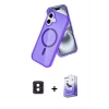 MARSİLYAN™- iPhone 16 Kılıf Nova Asil Prime - Siyah Bilvis 5in1 5D Magic Hayalet Cam Ekran Koruyucu + Pembe PVD Metal Kamera Lens
