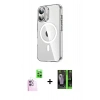 MARSİLYAN™- iPhone 16 Kılıf Nova Doku - Şeffaf 360 Full Body Arka Koruyucu + Raze Metal Kamera Lens - PE