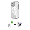 MARSİLYAN™- iPhone 16 Kılıf Nova Doku - Şeffaf Pasifik Cam Ekran Koruyucu + Raze Metal Kamera Lens - BZ