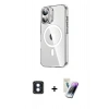 MARSİLYAN™- iPhone 16 Kılıf Nova Doku - Şeffaf Pasifik Cam Ekran Koruyucu + PVD Metal Kamera Lens - MI