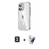 MARSİLYAN™- iPhone 16 Kılıf Nova Doku - Şeffaf Pasifik Cam Ekran Koruyucu + PVD Metal Kamera Lens - PE