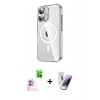 MARSİLYAN™- iPhone 16 Kılıf Nova Doku - Şeffaf Pasifik Cam Ekran Koruyucu + Raze Metal Kamera Lens - PE
