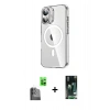 MARSİLYAN™- iPhone 16 Kılıf Nova Doku - Siyah 360 Mat Full Body Arka Koruyucu + Raze Metal Kamera Lens - SH