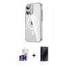 MARSİLYAN™- iPhone 16 Kılıf Nova Doku - Siyah 3D Antistatik Hayalet Cam Ekran Koruyucu + Bilvis Titan Kamera Lens - PE
