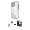 MARSİLYAN™- iPhone 16 Kılıf Nova Doku - Siyah 3D Antistatik Mat Seramik Nano Ekran Koruyucu + Raze Metal Kamera Lens - BZ