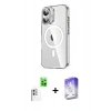 MARSİLYAN™- iPhone 16 Kılıf Nova Doku - Siyah Bilvis 5in1 3D Magic Cam Ekran Koruyucu + Raze Metal Kamera Lens - BZ
