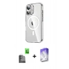 MARSİLYAN™- iPhone 16 Kılıf Nova Doku - Siyah Bilvis 5in1 3D Magic Cam Ekran Koruyucu + Raze Metal Kamera Lens - SH