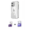 MARSİLYAN™- iPhone 16 Kılıf Nova Doku - Siyah Bilvis 5in1 5D Magic Hayalet Cam Ekran Koruyucu + Pembe Bilvis Titan Kamera Lens