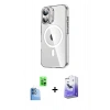 MARSİLYAN™- iPhone 16 Kılıf Nova Doku - Siyah Bilvis 5in1 5D Magic Hayalet Cam Ekran Koruyucu + Raze Metal Kamera Lens - LT