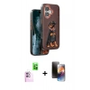 MARSİLYAN™- iPhone 16 Kılıf Nova Form Koleksiyonu - Siyah 3D Antistatik Mat Seramik Nano Ekran Koruyucu + Pembe Raze Metal Kamera Lens