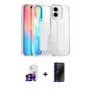 MARSİLYAN™- iPhone 16 Kılıf Nova Işık Koleksiyonu - Siyah 3D Antistatik Hayalet Cam Ekran Koruyucu + Bilvis Titan Kamera Lens - SH