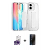MARSİLYAN™- iPhone 16 Kılıf Nova Işık Koleksiyonu - Siyah 3D Antistatik Hayalet Cam Ekran Koruyucu + Bilvis Titan Kamera Lens - YL