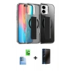MARSİLYAN™- iPhone 16 Kılıf Nova Işık Koleksiyonu - Siyah 3D Antistatik Hayalet Cam Ekran Koruyucu + Raze Metal Kamera Lens - LT