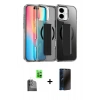 MARSİLYAN™- iPhone 16 Kılıf Nova Işık Koleksiyonu - Siyah 3D Antistatik Hayalet Cam Ekran Koruyucu + Raze Metal Kamera Lens - SH