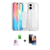 MARSİLYAN™- iPhone 16 Kılıf Nova Işık Koleksiyonu - Siyah 3D Antistatik Mat Seramik Nano Ekran Koruyucu + Raze Metal Kamera Lens - PE