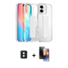 MARSİLYAN™- iPhone 16 Kılıf Nova Işık Koleksiyonu - Siyah 3D Antistatik Mat Seramik Nano Ekran Koruyucu + PVD Metal Kamera Lens - YL