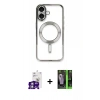 MARSİLYAN™- iPhone 16 Kılıf Nova Işık Özel Seri - Şeffaf 360 Full Body Arka Koruyucu + Bilvis Titan Kamera Lens - GS