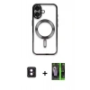 MARSİLYAN™- iPhone 16 Kılıf Nova Işık Özel Seri - Şeffaf 360 Full Body Arka Koruyucu + PVD Metal Kamera Lens - PE