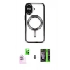 MARSİLYAN™- iPhone 16 Kılıf Nova Işık Özel Seri - Şeffaf 360 Full Body Arka Koruyucu + Raze Metal Kamera Lens - PE