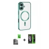 MARSİLYAN™- iPhone 16 Kılıf Nova Işık Özel Seri - Şeffaf 360 Full Body Arka Koruyucu + Raze Metal Kamera Lens - SH