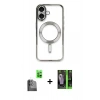 MARSİLYAN™- iPhone 16 Kılıf Nova Işık Özel Seri - Şeffaf 360 Full Body Arka Koruyucu + Raze Metal Kamera Lens - SH