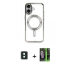 MARSİLYAN™- iPhone 16 Kılıf Nova Işık Özel Seri - Şeffaf 360 Full Body Arka Koruyucu + PVD Metal Kamera Lens - YL