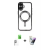 MARSİLYAN™- iPhone 16 Kılıf Nova Işık Özel Seri - Şeffaf Pasifik Cam Ekran Koruyucu + Raze Metal Kamera Lens - BZ