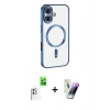 MARSİLYAN™- iPhone 16 Kılıf Nova Işık Özel Seri - Şeffaf Pasifik Cam Ekran Koruyucu + Raze Metal Kamera Lens - BZ