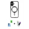MARSİLYAN™- iPhone 16 Kılıf Nova Işık Özel Seri - Şeffaf Pasifik Cam Ekran Koruyucu + Raze Metal Kamera Lens - LT