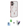MARSİLYAN™- iPhone 16 Kılıf Nova Işık Özel Seri - Şeffaf Pasifik Cam Ekran Koruyucu + Raze Metal Kamera Lens - LT
