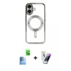 MARSİLYAN™- iPhone 16 Kılıf Nova Işık Özel Seri - Şeffaf Pasifik Cam Ekran Koruyucu + Raze Metal Kamera Lens - LT