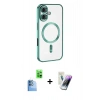 MARSİLYAN™- iPhone 16 Kılıf Nova Işık Özel Seri - Şeffaf Pasifik Cam Ekran Koruyucu + Raze Metal Kamera Lens - LT