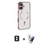 MARSİLYAN™- iPhone 16 Kılıf Nova Işık Özel Seri - Şeffaf Pasifik Cam Ekran Koruyucu + Mavi PVD Metal Kamera Lens