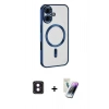 MARSİLYAN™- iPhone 16 Kılıf Nova Işık Özel Seri - Şeffaf Pasifik Cam Ekran Koruyucu + PVD Metal Kamera Lens - PE