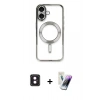 MARSİLYAN™- iPhone 16 Kılıf Nova Işık Özel Seri - Şeffaf Pasifik Cam Ekran Koruyucu + PVD Metal Kamera Lens - PE