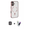 MARSİLYAN™- iPhone 16 Kılıf Nova Işık Özel Seri - Şeffaf Pasifik Cam Ekran Koruyucu + PVD Metal Kamera Lens - PE