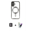 MARSİLYAN™- iPhone 16 Kılıf Nova Işık Özel Seri - Şeffaf Pasifik Cam Ekran Koruyucu + PVD Metal Kamera Lens - PE