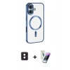 MARSİLYAN™- iPhone 16 Kılıf Nova Işık Özel Seri - Şeffaf Pasifik Cam Ekran Koruyucu + PVD Metal Kamera Lens - PE