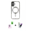 MARSİLYAN™- iPhone 16 Kılıf Nova Işık Özel Seri - Şeffaf Pasifik Cam Ekran Koruyucu + Raze Metal Kamera Lens - PE